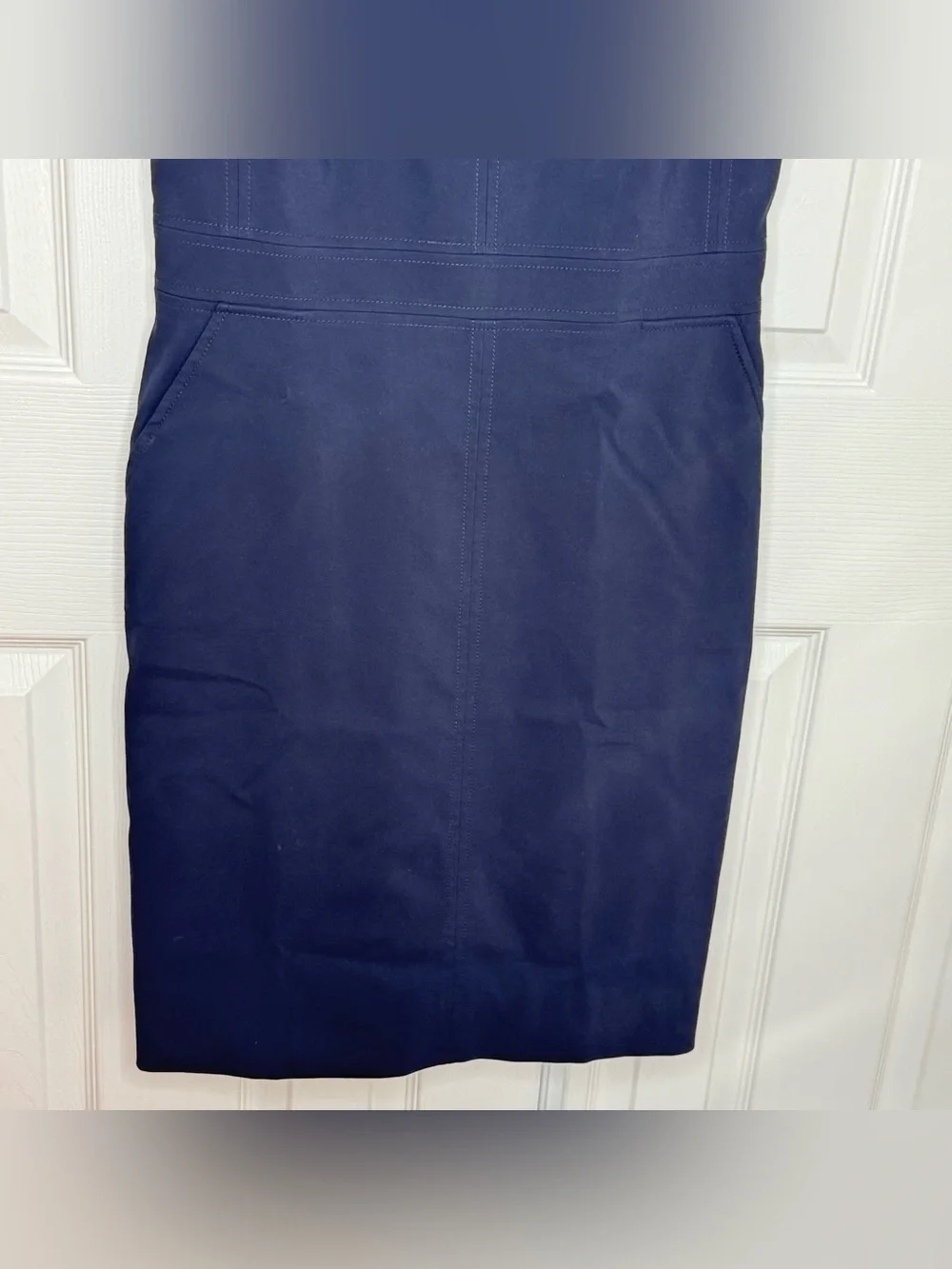 Tory Burch Short Sleeve Square Neck Blue Navy Cotton Sheath Dress Size 10
